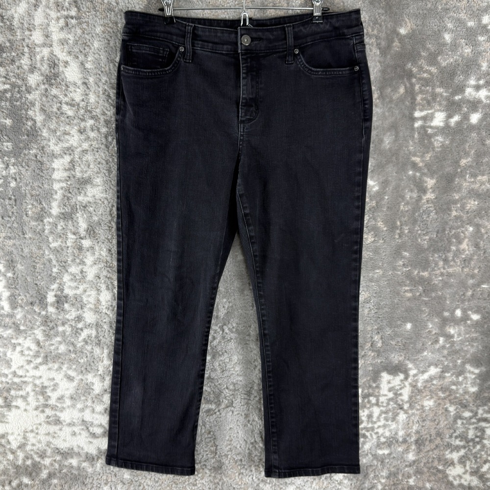 St. John's Bay Petites Size 14p Straight Leg‎ Denim Jeans Black Womens